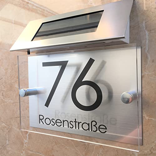 Kristalleffekt Solar Hausnummer Hausnummernschild 1-9999 Straßenname LED Personalisiert