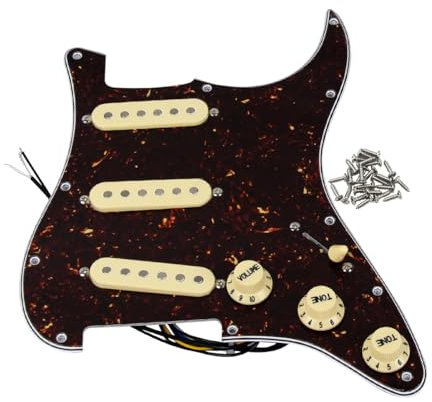 FLEOR Alnico V SSS 3-lagiges, vorverdrahtetes, geladenes Schlagbrett Tonabnehmer-Set für ST E-Gitarren, Ersatzteile, braune Schildkröte
