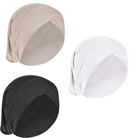 3 Pcs Muslim Inner Hijab Caps Women Solid Color Turban Underscarf Under Hijab Caps Stretchy Breathable Full Cover Undercap Tube Bonnet Under Scarf Hats Beanie