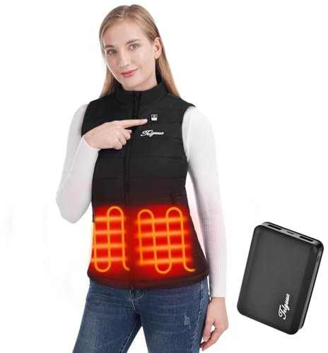 Telguua Beheizbare Weste Damen mit Akku 5V 12000mAh, Heizweste Beheizten Weste, USB-C Wärmeweste Wiederaufladbare Warmende Damenweste mit 4 Heizzone und 3 Stufen Temperatur für Outdoor-Aktivitäten