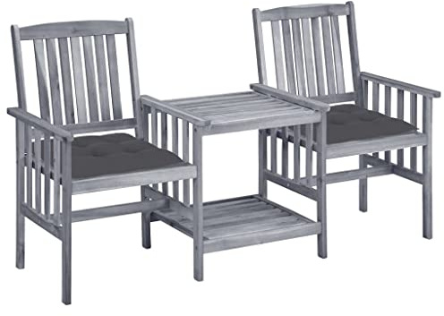 KTHLBRH Ensemble de meubles de jardin, de terrasse, de balcon, de jardin, avec table à thé et coussins, en bois massif d'acacia