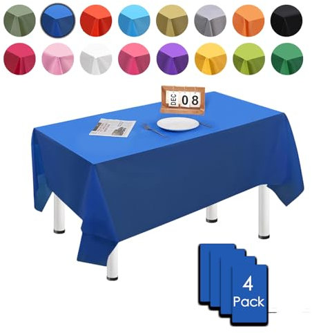 MORAINJAY 4 Stück 137cmx274cm Rechteckig Einweg Tischdecke, Dunkelblau Wasserdicht Fleckschutz Tischdecken für Geburtstagsfeier,Hochzeit, Weihnachten, Kindergeburtstag, Esszimmer, Garten,Party