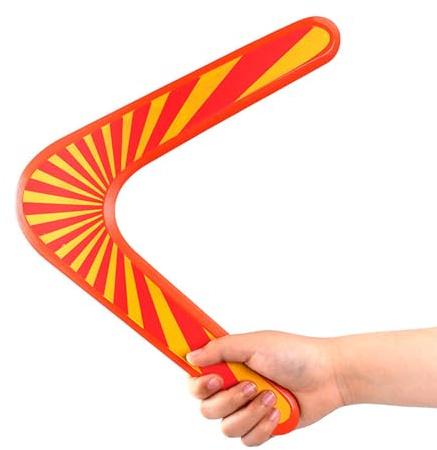 Boomerang di Legno di Ritorno Boomerang a Forma di V per all'aperto Disco Volante Giocattoli Giocattolo Sportivo(Arancione)