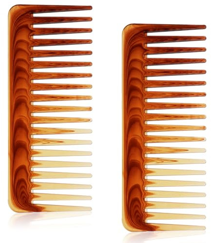 2 Stück Strähnenkamm, Breite Zahnkämme Antistatischer Lockenkamm Unterwegs Grob Kamm Friseur Kamm Reduzieren Haarbruch Styling Kamm Für Frauen Männer Haarstyling, Lockiges, Nasses, Langes, Salon