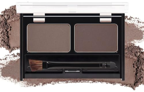 Eyebrow Powder Medium Brown Kit,Eye Brow Powder for Women with Double-ended Eyebrow Brush,Long-Lasting Waterproof Two Colors Brow Filler Get Full Defined Natural Brows,Brown Eyebrow Powder Makeup