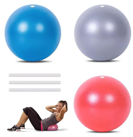 3 Pieces 20cm/7.87in Soft Pilates Ball with 3 Pumps - Mini Exercise Ball for Core Balance, Strengthening, PVC Yoga Ball for Gym