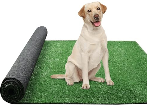 Heyroll Alfombra de césped artificial 1X1.8M, altura de pila de 1 cm, alfombra de césped sintético verde para interior y exterior, césped artificial para mascotas, perros, para jardín, balcón, patio