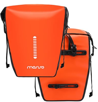 MOSISO 18L Fahrradtaschen 2 Pack,Wasserdicht Große Kapazität Fahrradtaschen,Fahrrad Umhängetasche Gepäckträger Kofferraum Tasche mit Reflexstreifen für Straße Berg Radfahren Reisen Pendeln,Orange