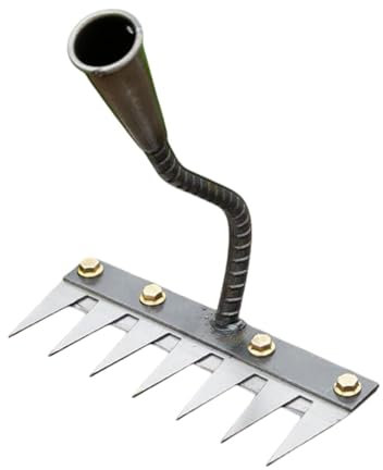 LOVIVER Râteau de jardin, griffe manuelle des mauvaises herbes, poignée ergonomique, dissolvant de l'outil d'extracteur pour le jardinage de la pelouse, 7 Dents