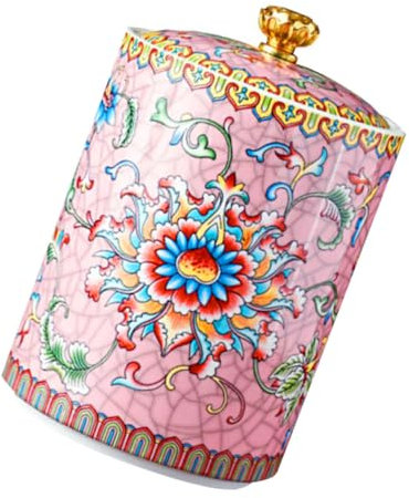 Cabilock Barattolo da Tè Smalto Rosa Contenitore per Conservazione Foglie Tè Decorativo Uso