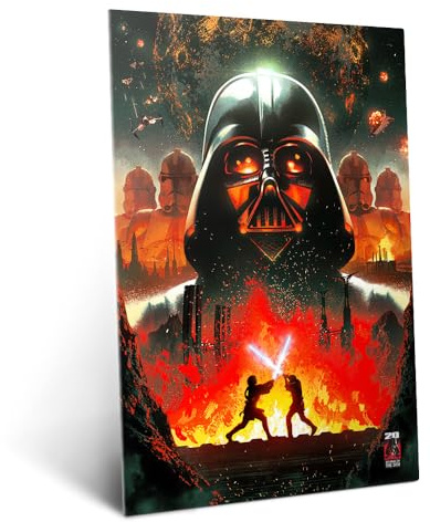 Displate Poster in metallo Star Wars - Revenge of the Sith 20th Anniversary - Darth Vader Casco - Decorazione per casa, camera da letto, arte moderna, regalo - Decorazione da parete in metallo
