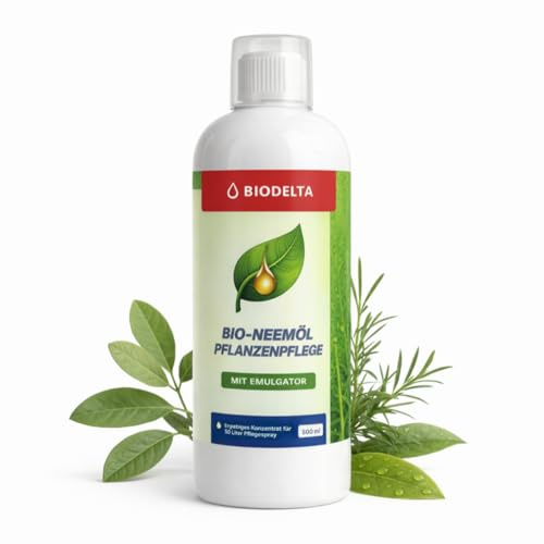 BIODELTA Neemöl 500 ml Konzentrat - kaltgepresstes Neemöl für Pflanzen | Kaltgepresstes Neemöl zur Pflanzenpflege - mit Azadirachta Indica - als Konzentrat und gebrauchsfertig in der Sprühflasche