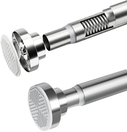 KORVORIA Barra Cortina Ducha 70 A 195cm, Barra Cortina Sin, Barra Telescópica Extensible, Para Baño, Armario, Cocina