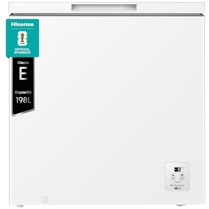 Hisense FT200N1AWE NUOVO Congelatore a pozzo 198 litri, Display Led, Super Silenzioso 40 db, classe E, (L*P*A): 78,7×55,9×85,8 cm, Bianco