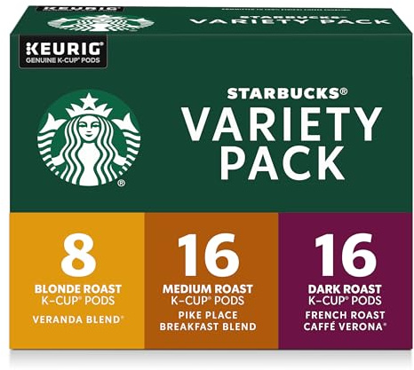 Starbucks K-Cup Coffee Pods, Starbucks Blonde, Medium and Dark Roast Hot or Iced Coffee, Variety Pack, 40 Keurig Pods
