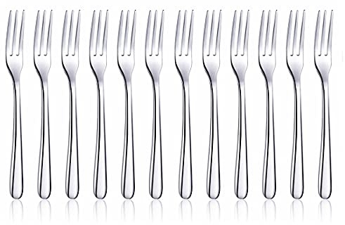 Csinos 304 Stainless Steel Mini Fruit Forks, Small Dessert Forks Set of 12, 4.92 Inches