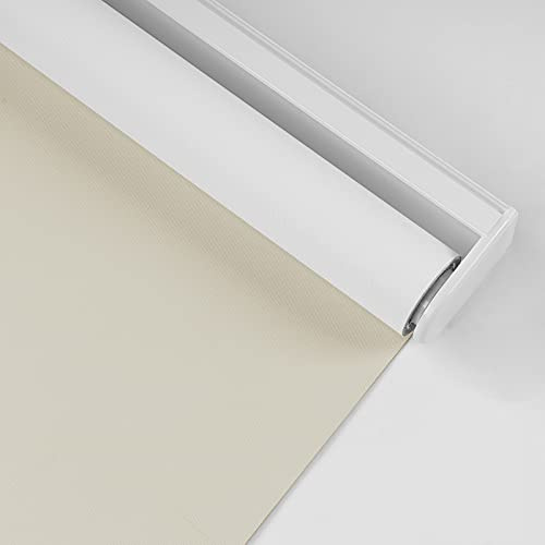 HOTSOON Commercial & Household White on The Back Cordless Roller Blinds Spring-Loaded Roller Blinds Custom Size.Off-White,29 W x 56 H.