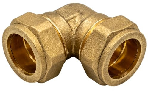 Raccordo A Compressione Per Tubo In Rame Curvo 90° 28x28 mm - Raccordo In Ottone Certificato DVGW - Per Riscaldamento, Acqua, Impianti Solari E Aria Compressa