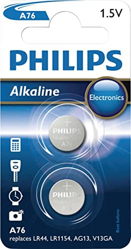 PHILIPS Pulsante marca modello ALCALINE 1,5 V LR44 X2