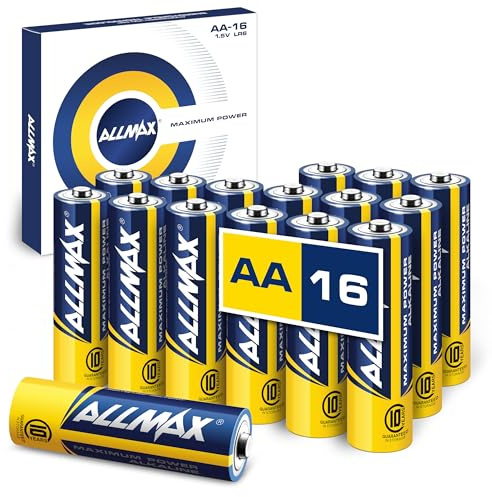 Allmax AA Maximum Power Alkaline Double A Batteries (16 Count) – Ultra Long-Lasting, Leakproof Design, 10-Year Shelf Life, Maximum Performance (1.5V)