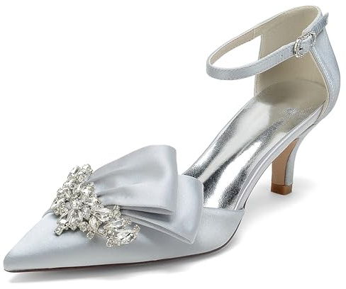 Hanfike Zapatos de boda nupcial correa de tobillo tacón bajo noche fiesta formal para las mujeres JY055