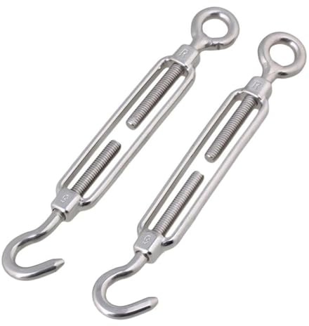 Tenditore,Tenditori in Acciaio Inossidabile,Tenditore Acciaio Inox,304 Tenditore a Gancio,Tenditore Acciaio,Tenditori per Funi,Tenditore Acciaio,Tensori Filo,Tenditori Inox,Tenditore Filo,(M5,2 PCS)