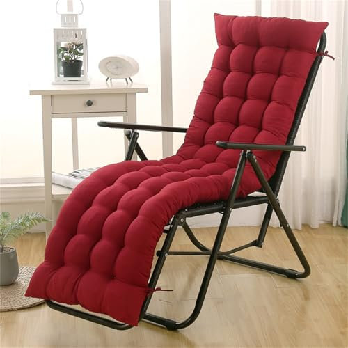 Hearda Liegenauflage, Auflage Gartenliege Bequeme Sonnenliege Auflage Klappbar Antirutsch Liegestuhl Polsterauflage Dicke Sitzauflagen für Deckchair (Rot,120 * 48 * 8cm)