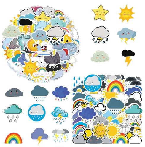 RELKLYU 100 Adesivi A Tema Meteorologici, Adesivi di Graffiti Creativi, Decorazioni Ad Acqua, Quaderni, Chitarre, Skateboard.