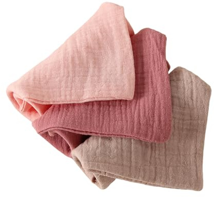 Qsvbeeqj Confezione da 3 bavaglini in cotone per neonati, asciugamani per il viso, 4 strati, assorbenti, traspiranti, 22 x 23 cm