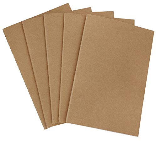 Jesustree Blocco Note A5, Quaderno Schizzi per Copertina Carta, Kraft Paper Notebooks, Studenti Sketchbook per Appunti Pittura Graffiti Diario Viaggio, 5 Pezzi (30 Fogli/Pagine Bianche)