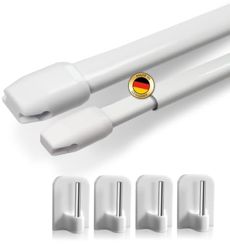 Rollina Gardinenstange ohne Bohren | 2x Vitragestange 80-100cm, Weiß