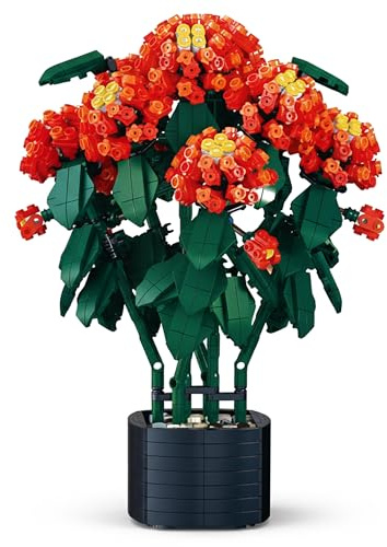 Blocs de Construction Lantana commun, Compatible avec Lego, Fleurs en Pot, Set DE Bricolage, 1814 pièces 6+ (B)