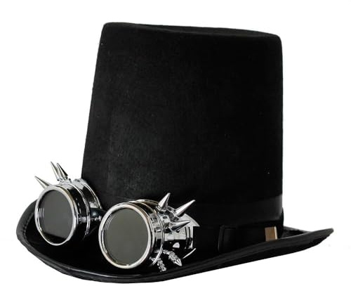 Steampunk Victorian Hat with Goggles – Adults Gothic Fancy Dress Victorian Hat Accessory …