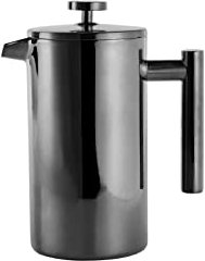 Echtwerk French Press aus Edelstahl, Doppelwandig isolierte Thermo Kaffeepresse, Kaffeebereiter mit Pressfilter für zu Hause Camping und Büro, 800 ml, Black-Edition
