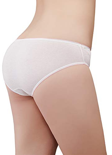 Husviuxin Women’s Disposable Underwear for Travel-Hospital Stays- 100% Cotton Panties White(10pk) (Small 34-38 inch Hips)