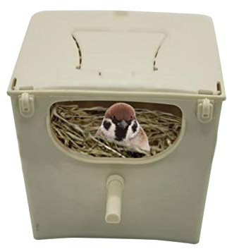 Nichoir pour Oiseaux Nicheurs,nichoir Mural en Plastique avec Point D'atterrissage Et 2 Crochets - Nid D'oiseau avec Perche - Maison D'oiseau pour L'extérieur,avec Ventilation,13,5×10,5×13 Cm