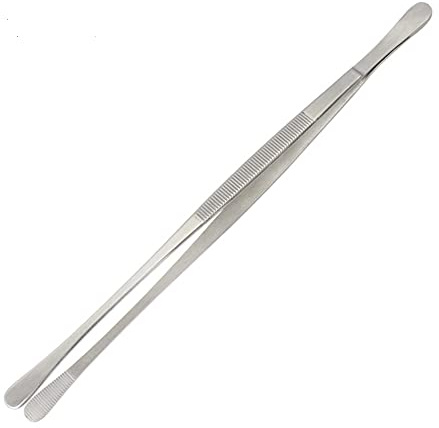 1/2 pinzette da cucina per alimenti, con testa rotonda/testa dritta, in acciaio inox, pinzette da 30 cm, per barbecue, grigliate, cottura, arrostire e servire