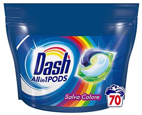 Dash Pods Detersivo Lavatrice In Capsule, 70 Lavaggi, Salva Colore, Maxi Formato, Mantiene Vivaci i Colori Dei Tuoi Capi, Efficace Anche a Bassa Temperatura