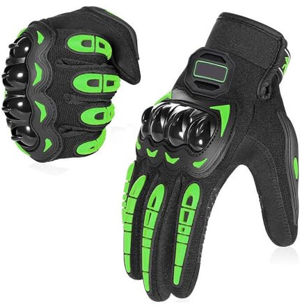 kingsea Guanti moto uomo donna con touch screen e protezione caviglia guanti da moto traspiranti per equitazione moto corsa ciclismo ciclismo arrampicata motocross (verde XL)