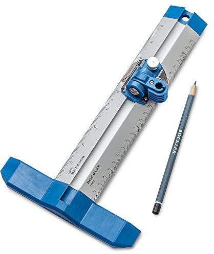 Rockler 9” Quick Draw Marking Gauge –Single-Handed Measuring and Marking Tools w/Spring-Loaded Scale, Dovetail Keyway - Aluminum Ruler to Mark Mortises & Grooves – Multi-Purpose Slide Ruler