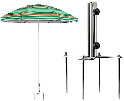 Piquet de Gazon Pour Parasol,Piquet Parasol Plage avec 4 Piquets Amovible Réglable,Support de Parasol avec Ancrage Au Sol,Support de Parasol Amovible pour Pêche,pour Parasol,Parasol de Jardin(C)
