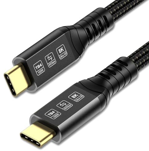 ConnBull Thunderbolt 4 Cable 40Gbps 1m High Speed USB C Support 8K@60Hz/ 4K@120Hz Display/ 100W Charging Compatible with Apple MacBook, Docking Station, Hub, SSD