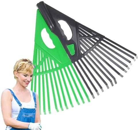 Rastrillo de jardín para Hojas,Rastrillos para césped,Rastrillo de jardinería de 2 Colores en Forma de Abanico | Herramientas manuales de jardinería para Limpieza de Hojas, rastrillo de