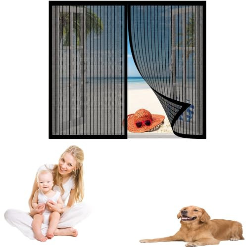 Fliegengitter Fenster 175 x 240 cm Profi Insektenschutz Insektenschutz Feines Undurchdringliches Gitter Klebmontage Ohne Bohren für Alle Arten von Fenstern, Schwarz