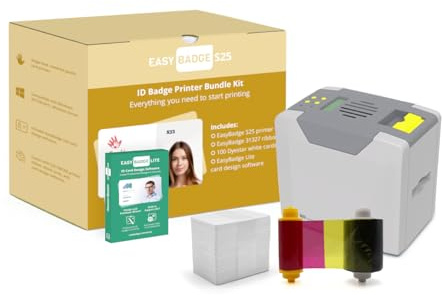 EasyBadge S25 ID Badge Printer Bundle with Card Printing Accessories