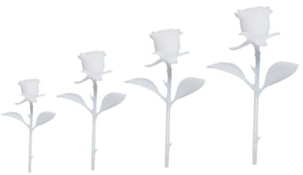 Angoily 4pcs Mini Rose Ornament Resin Craft Set for DIY Handmade 3D Crystal Rose Models White Miniature Decorations for Home and