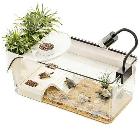 Akvarium för sköldpaddor - Akvarier och terarier för sköldpaddor - livsmiljö för amfibiska reptiler med badområde matare och solbad