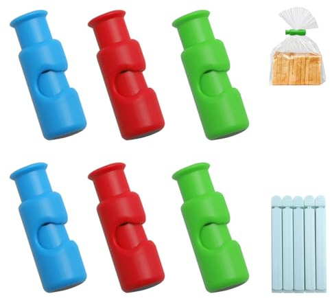 KQDRAVINE 11 Pinzas Bolsas Alimentos, Pinzas Comida Reutilizables, Clips para Alimentos para Pan café Frutos Secos Aperitivos (4 Colores)