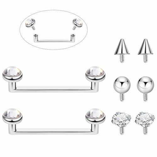 Masedy 2PCS 14G G23 Pure Titanium Staple Surface Flat Bar Piercing Jewelry
