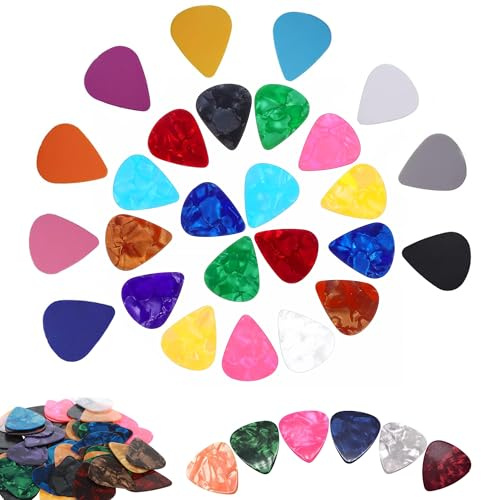 XIYING 36 Pcs Guitar Picks, Guitar Pics, 3 Different Thickness Colorful Plectrums for Acoustic Guitars, Bass, Banjo, Ukulele with a Small Box,Includes 0.5mm 0.75mm 1mm